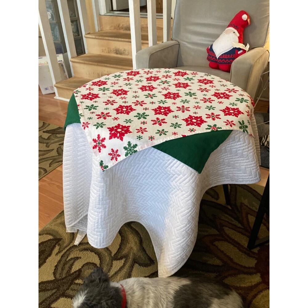 Table Topper Squares for Christmas 36x36 Print over solid